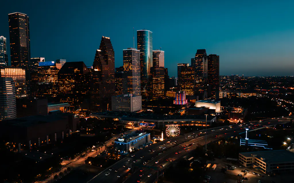 The Houston skyline rising above the city